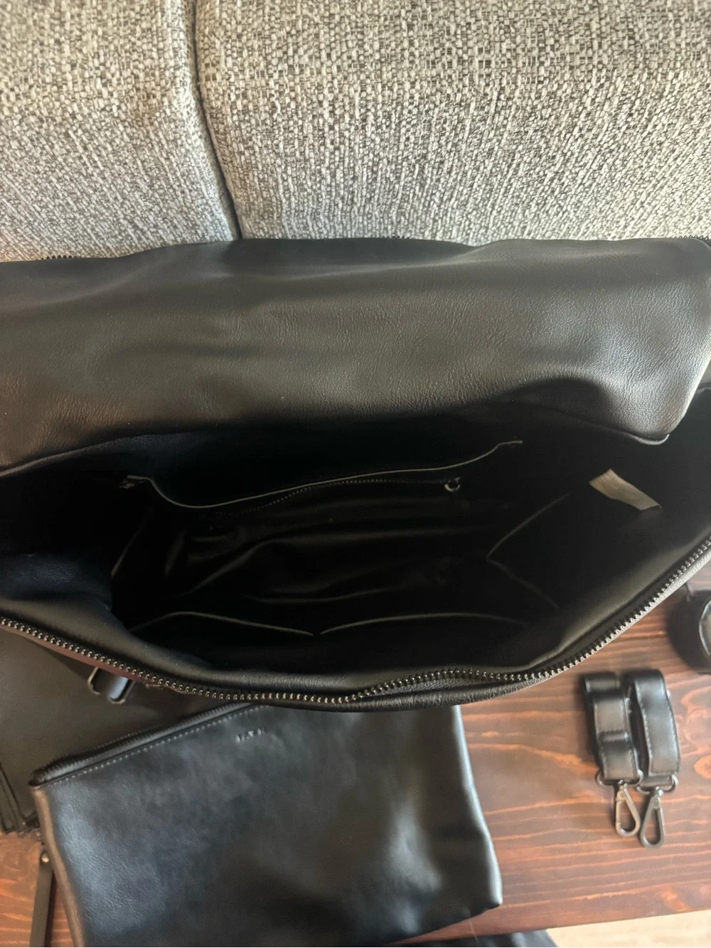 Fawn Design Black Leather Baby Bag with Accessories